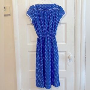 Vintage 50s Pin-up Rockabilly Blue Midi Dress